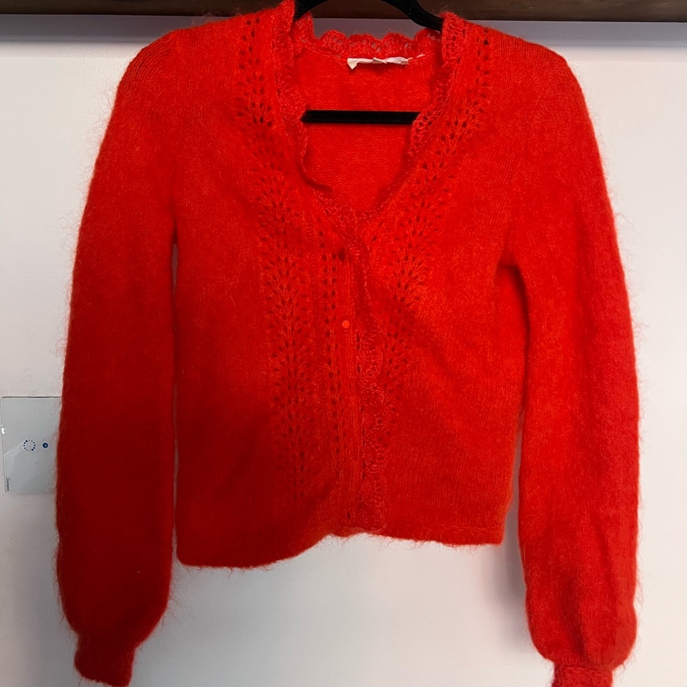 Sezane Red knit cardigan